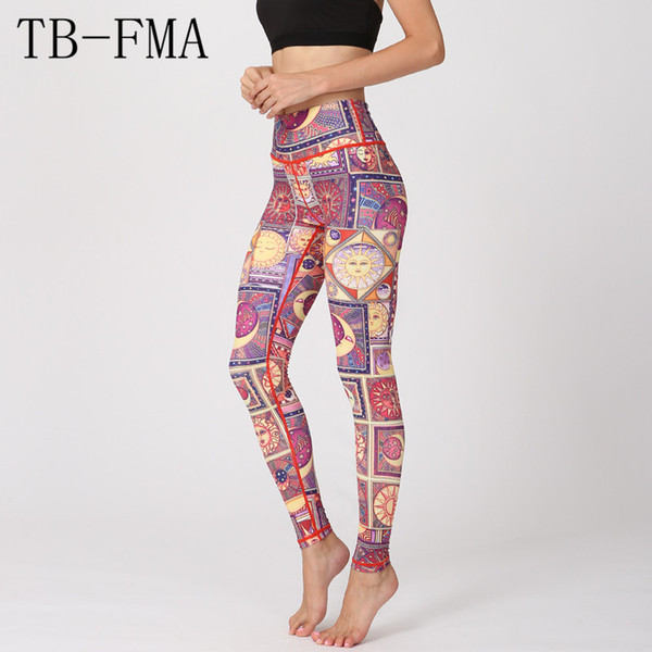 Floral Print pants women sportswear High Waist Compression Yoga Pants Wide Waistband Quick Dry Fabric Sports Skinny leggings