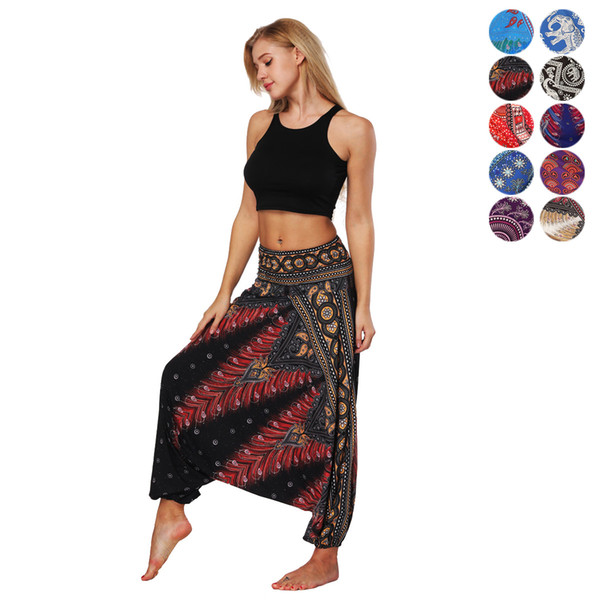 Women Lantern Sport YGM Yoga Pants Ethnic style Elastic Dancing Loose Fit High Waist Beach Trousers DHL Free Shipping