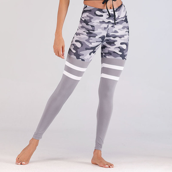 Wholesale Camouflage Women Yoga Pants Stitching Waist Moisture Anti-Shrink Tight Fitness Pants Running sports leggings Amazon Wish Hit