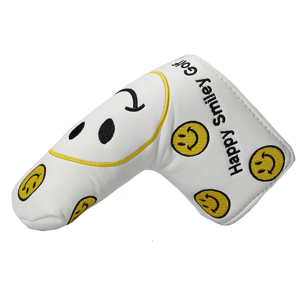 Golf putter headcover Golf Clubs cover Smiling face pattern fit straight stripe type putter free shipping