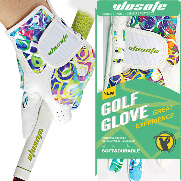 Golf glove Sheepskin women's Gloves Left Right Hand Breathable Phantom color golf glove golf accessories free shipping
