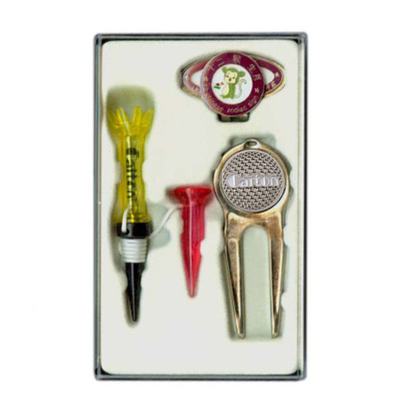 Golf Ball Marker Hat Clip Divot Repair Tool Golf Tee Gift Set free shipping