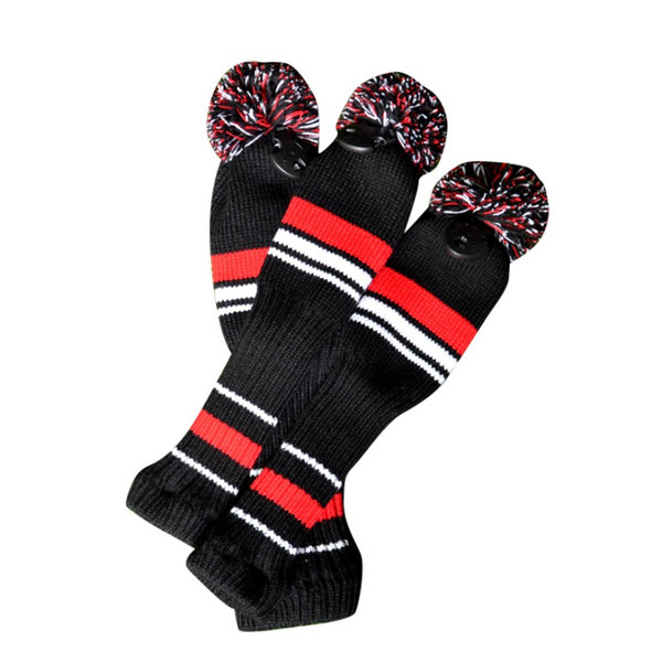 One Set Wool Knit Golf Clubs Set Driver 3# 5# Fairway Wood Head Covers Black Red White Color