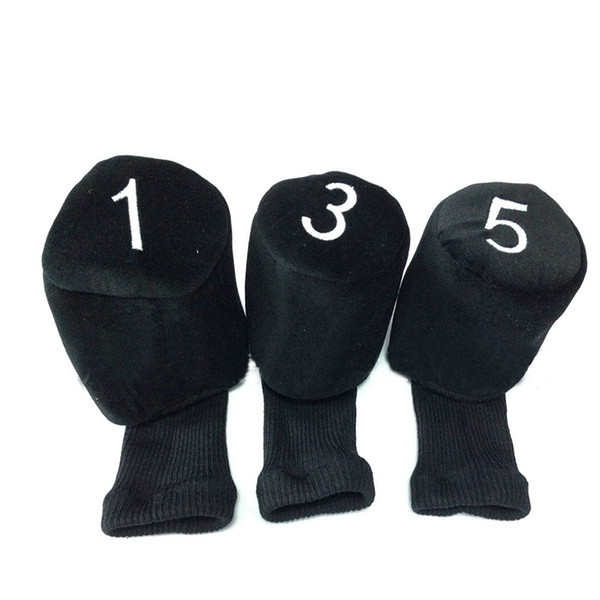 Newest 1 Set of 3 Long Neck Barrel Golf Club Head Covers Headcovers Protect black 1 3 5 With High Quality