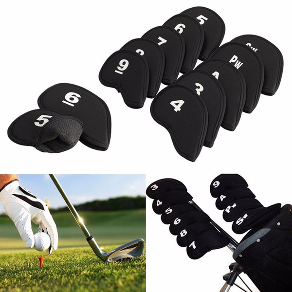 Golf Club head Covers Iron Putter Protective Head Cover Putter Headcover Set Black Sports Golf Accessories 10pcs/lot