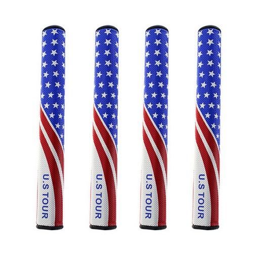 Wholesale-New High Grade U S Tour Oversize Jumbo Golf Single PU Putter Grip Slim 2.0 3.0 US America Flag Red White Blue