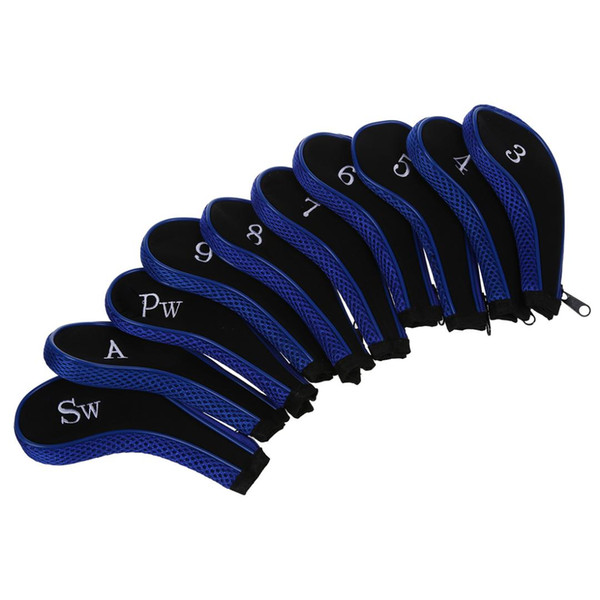 10pcs Neoprene Golf Club Covers Iron Golf Club Head Cover Protector Set Blue