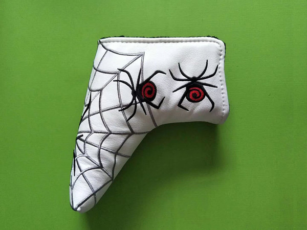 2018 new golf club cover, high-end embroidered spider golf putter head fashion white golf putter set free shipping.