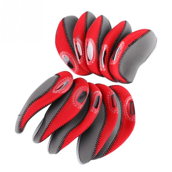 10Pcs Golf Iron Head Covers Iron Putter Protective 2 Colors Golf Club Head Protector Club Cover Accessories