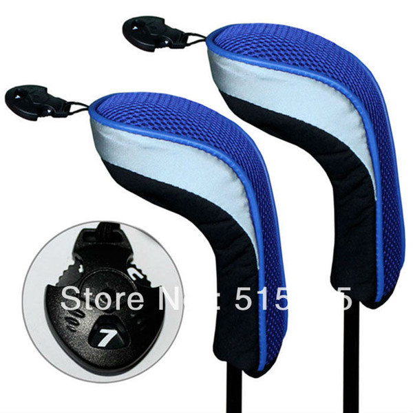 Andux 2pcs Golf Hybrid Club heads Black & Blue Head Covers Interchangeable No. Tag MT/hy04