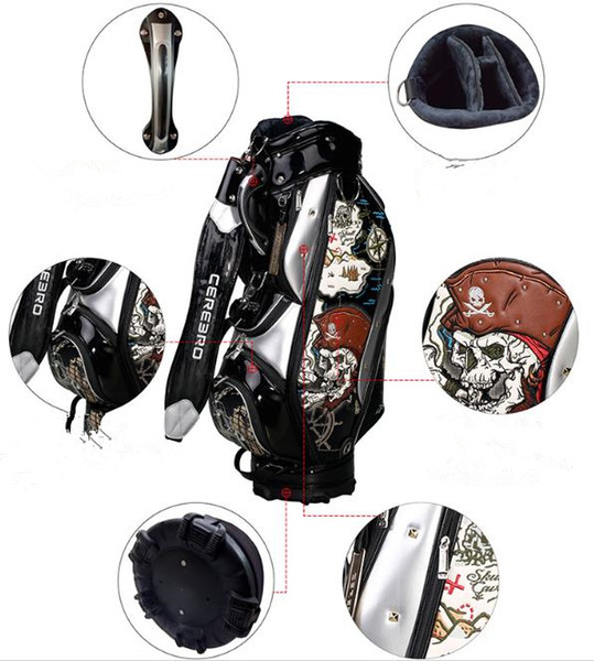 limited sale golf cart bag skull golf club bag mirron pu leather unisex golf ball bag sports In the age of sailing environmental protection