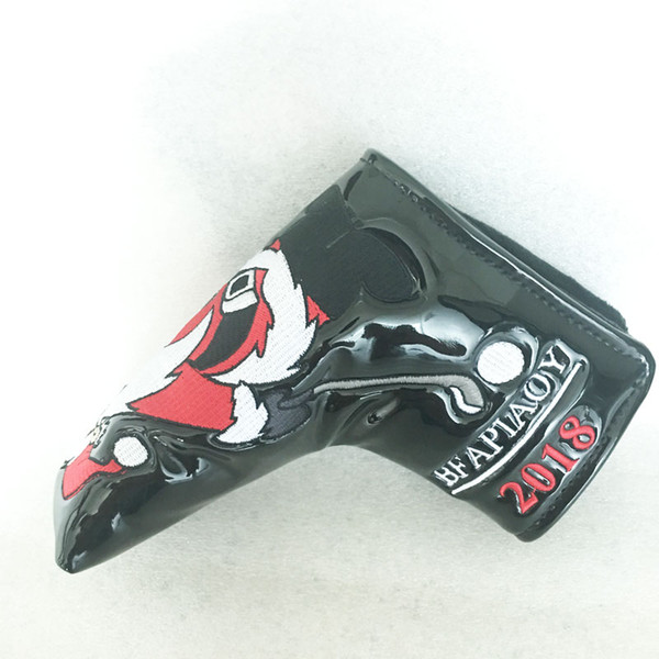 New Claus pattern Golf Clubs head cover Cooyute high quality PU white Unisex Santa Claus pattern Golf Putter headcover Free shipping