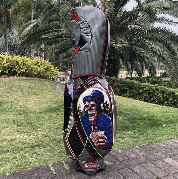 The newest men golf bag skull head limit sale golf ball bag free shipping stand pu club bag