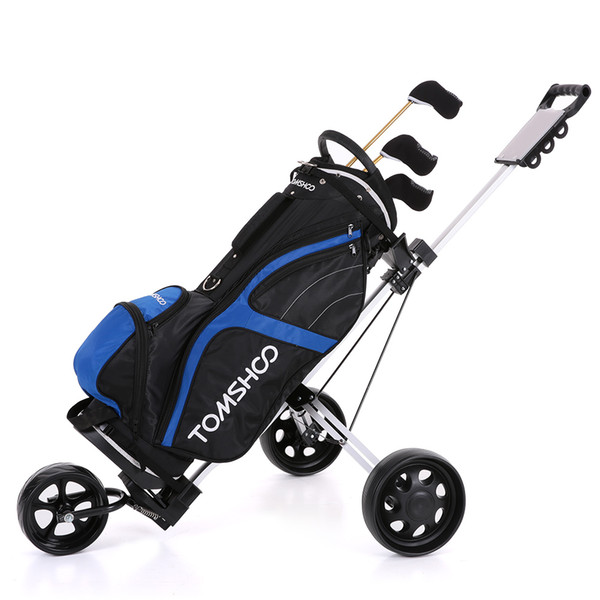 TOMSHOO Golf Pull Cart Trolley Cart 3wheels Push Aluminum Pull Trolley with Footbrake System Foldable NEW