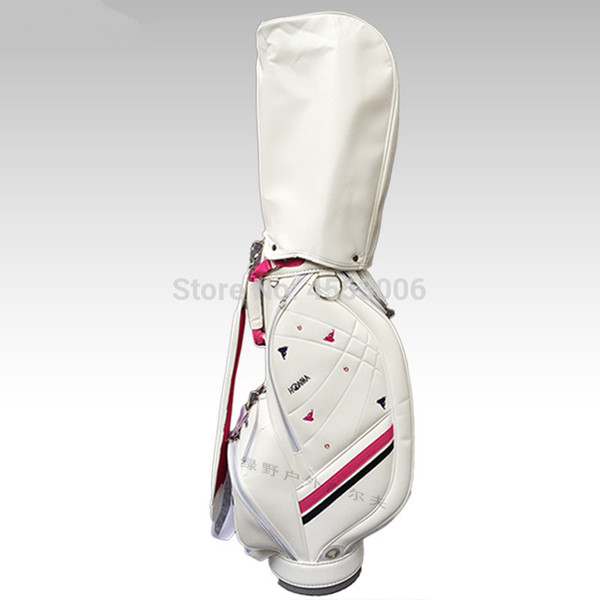 New Lady Golf Bag Standard Size Waterproof PU Full Clubs Set Women Golf Rack Bag White Color Free Shipping
