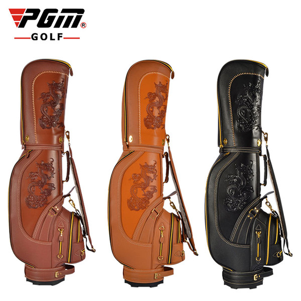 PGM Professional Golf Standard Bag Ball Clubs Package Rex Rabbit Fur Men Leather Waterproof Golf Cart Bag With Cover Caddy Bag