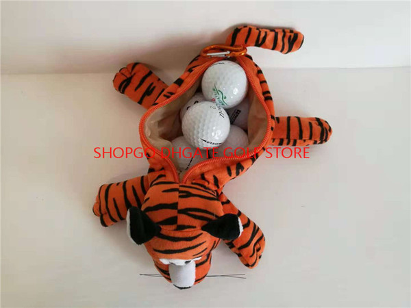 4Colors Tiger Small Golf Ball Bag Can Pack 5~7pcs Balls Cartoon Animal Golf Tee Key Marker Hand Bags Mascot Novelty Cute Gift