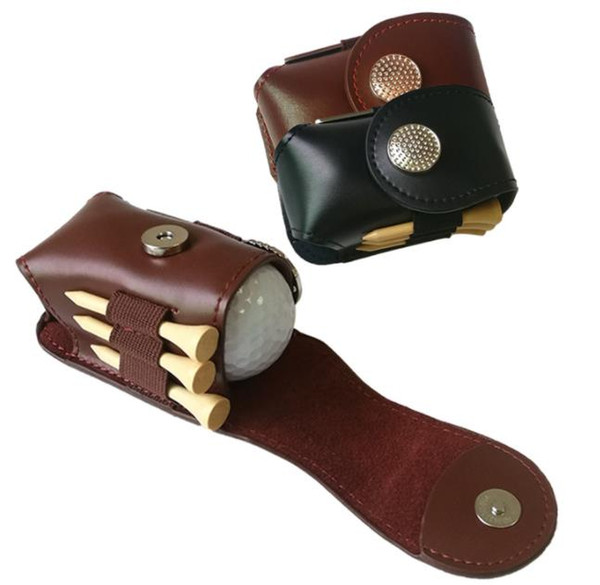 Leather Golf Ball Bag Holder Clip Small Waist Pack Utility Pouch Sports Golf Training Accessories with Ball Tees Divot Tool