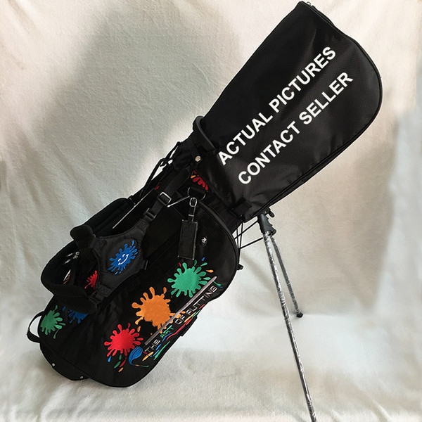 Fast Free Shipping Black Paint Splash S C Golf Bag Standbag Actual Photos Contact Seller