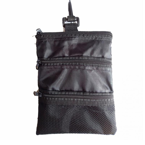 20*6.2 cm Black TEE Cloth Golf Ball Table Tennis Storage Bag Mesh Golf Holder Pouch Zipper Accessory Mesh bag