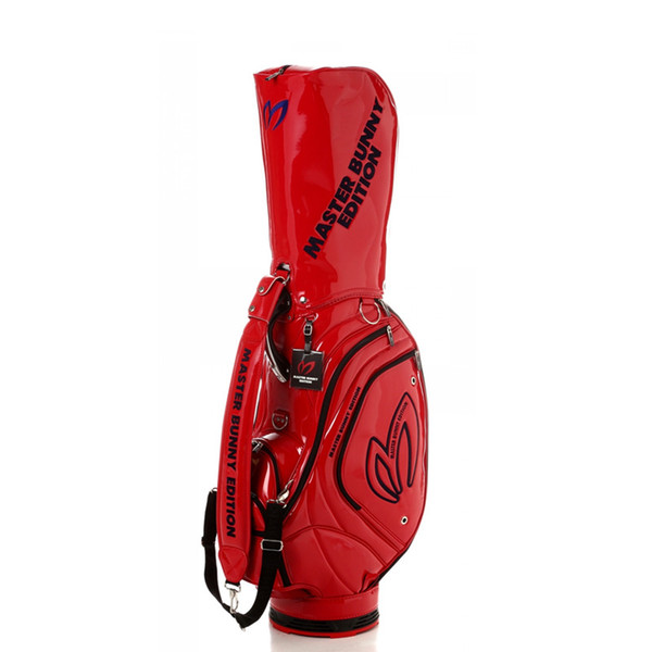 WOTUFLY New Golf Bag PU Leather 7 Holes Standard Golf Clubs Cart Bag With Rain Cover Pearly Gates Black Or Red For Man Women