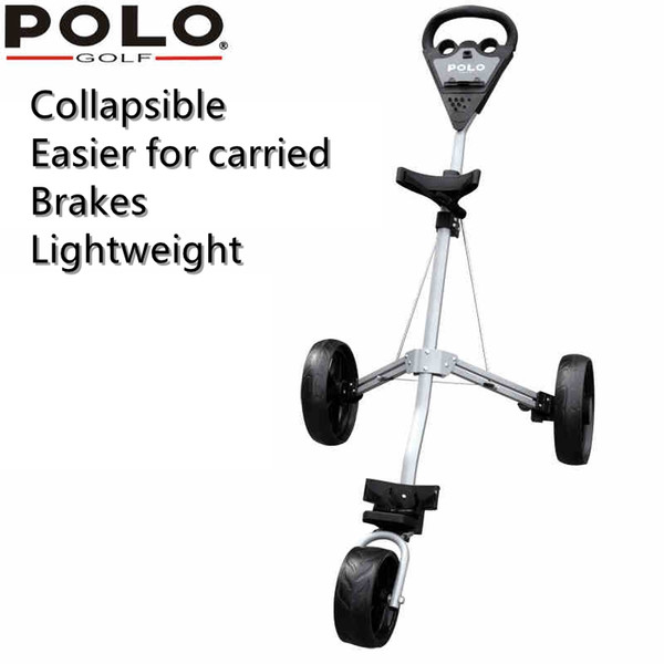 brand POLO. Quick Easily Fold Wheel Golf Push Pull Cart Trolley, GOLF Trolley Easy Folding and Portable.