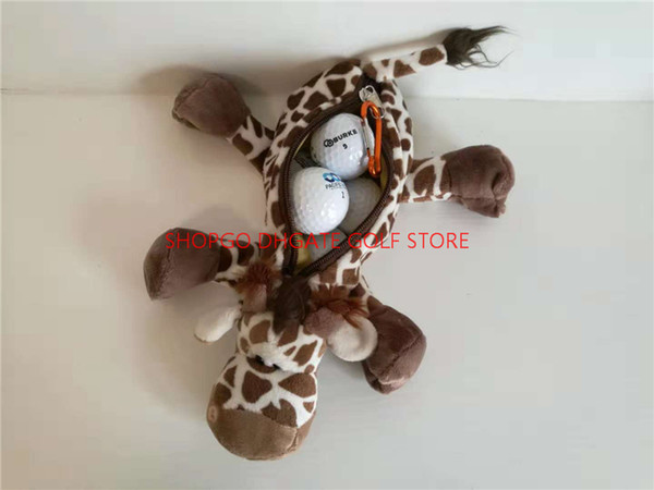 3Colors Giraffe Small Golf Ball Bag Can Pack 5~7pcs Balls Cartoon Animal Golf Tee Key Marker Hand Bags Mascot Novelty Cute Gift