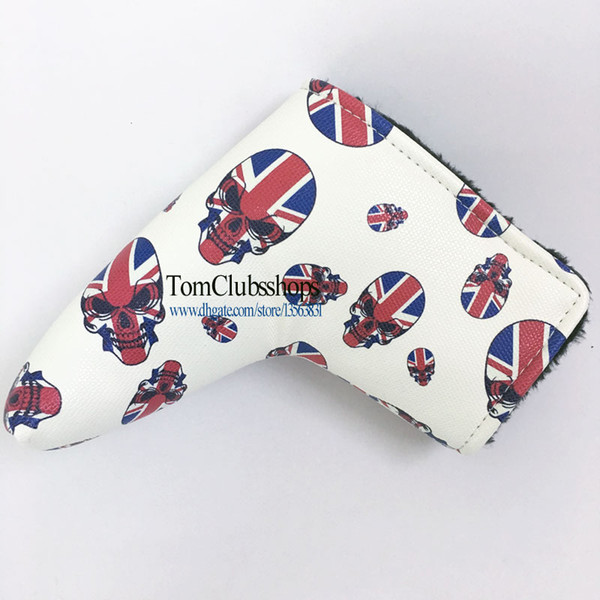 Wholesale New Unisex Golf Clubs headcover PU Skull Golf Putter headcover and color White Skull Golf headcover Free shipping