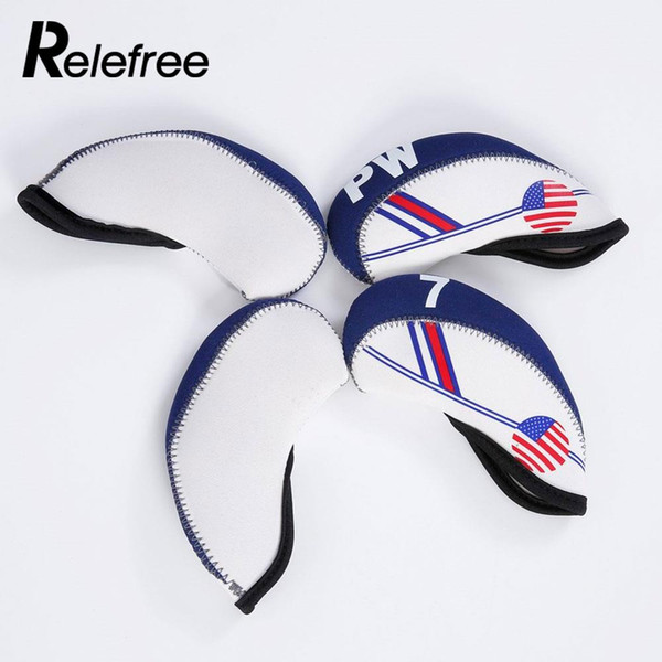 Blue White American Flag Pattern Club Iron Cover Golf Hat Clip Golf Club Cover Movement Head Practical