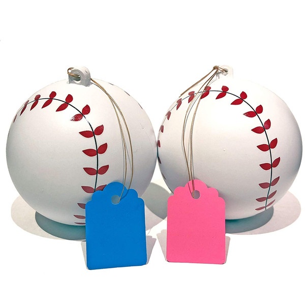 2 pieces new Gender Reveal Baseballs Blue and Pink for your Gender sex Reveal Party with color tags