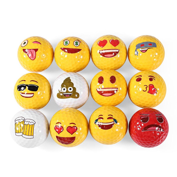 Dominant 12pcs Emoji Double Layer Practice Golf Ball Durable High-lift Aerodynamics Practice Golf Ball For Trainning