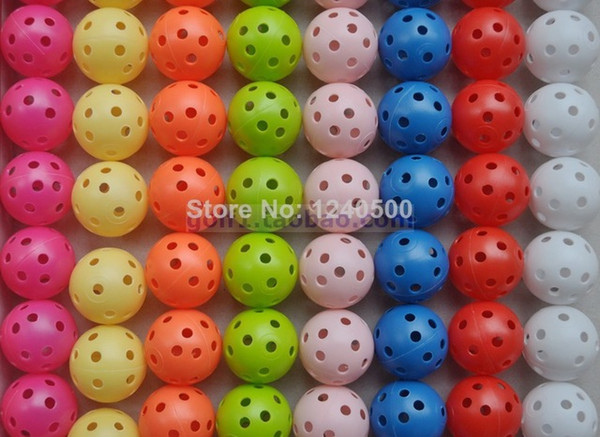 Wholesale- Free Shipping Brand New 80pcs 8 Colors Air Flow Golf Ball Practice Plastic Perforated