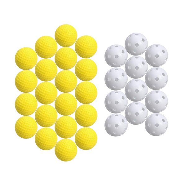 20pcs Perforated Plastic Play Balls Hollow Golf Practice Training Sports Balls and 12pcs Soft Foam Golf