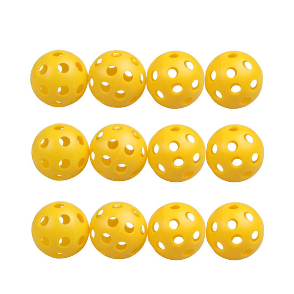 5pcs/12Pcs/24pcs Plastic Airflow Hollow Golf Ball Practice ball Indoor Training Balls Golf Accessories Yellow