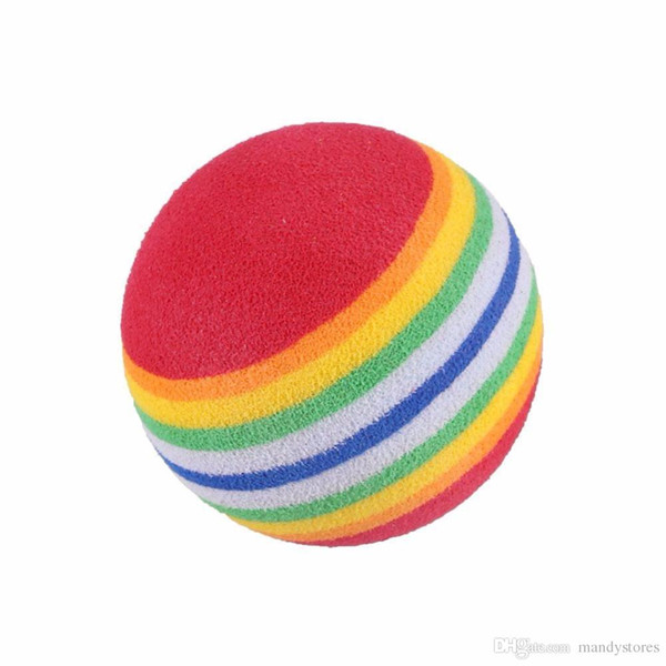 Wholesale- 10Pcs Rainbow Stripe EVA Foam Sponge Golf Tennis Ball Swing indoor Practice Training Aid Ball Light-weight