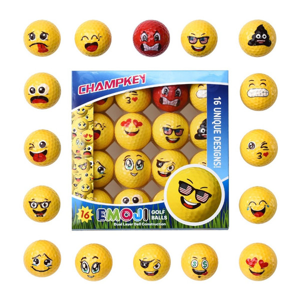 Champkey Deluxe Emoji Golf Balls 16pcs/set Premium Dual-Layer Professional Practice Golf Balls