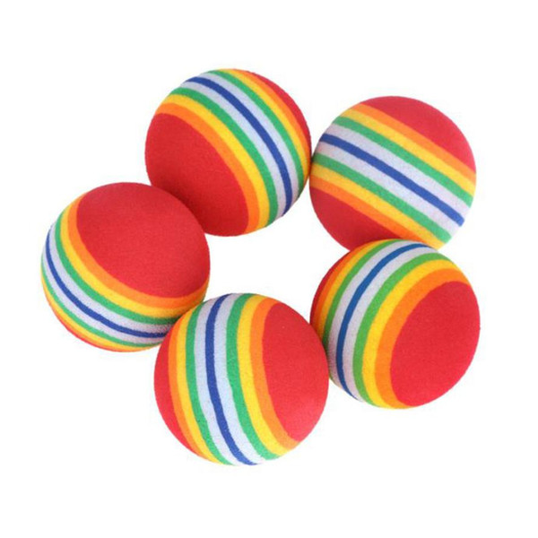 Wholesale- 10Pcs Light-weight Golf Balls Rainbow Stripe Foam Sponge Balls Swing Practice Training Aids wholesale #E0