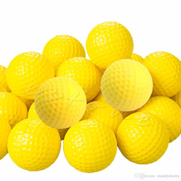 Wholesale- 20Pcs PU Foam Golf Balls Yellow Sponge Elastic Indoor Outdoor Practice Training