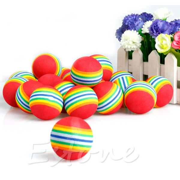 Wholesale- 20Pcs/Pack Rainbow Stripe FOAM Sponge Golf Balls Swing Practice Training Aids