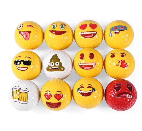 12pcs Golf Ball Emoji Funny Cute Golf Ball Accessory Gift Rubber Surlyn for Golfing Game Training Kids Golfers