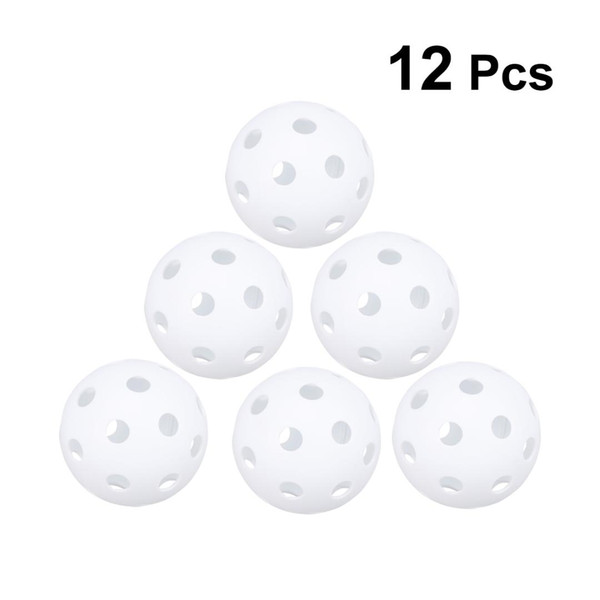 12PCS Plastic Golf Balls Official Size Golf Ball Sets for Indoor and Outdoor Courts (White)