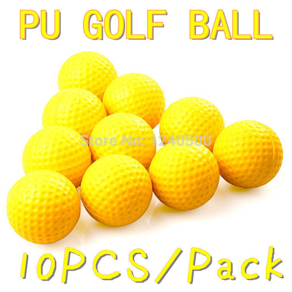 Free Shipping 10pcs/lot Soft Indoor Practice PU Yellow Golf Balls Training Aid Drop Shipping Wholesale