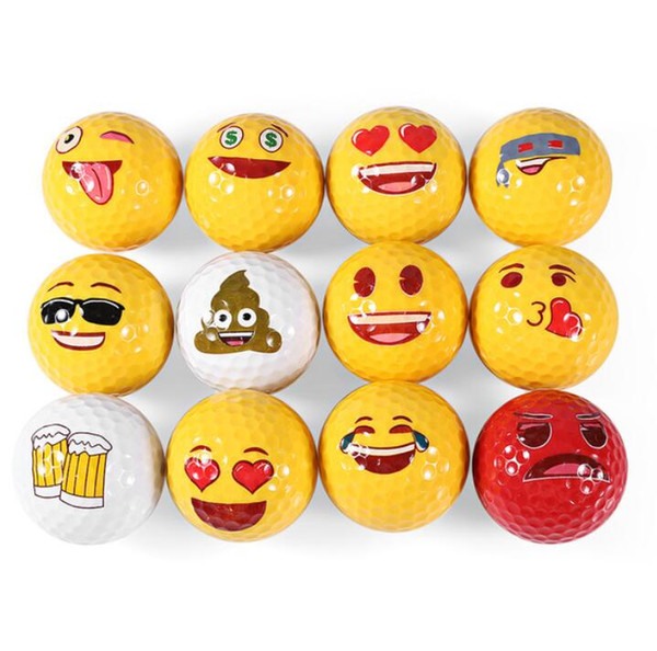 12pcs Golf Ball Emoji Funny Cute Golf Ball Accessory Gift Rubber Surlyn for Golfing Game Training Kids Golfers