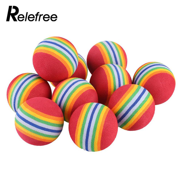 10Pcs Rainbow Stripe Foam Sponge Golf Tennis Ball Swing Practice Training