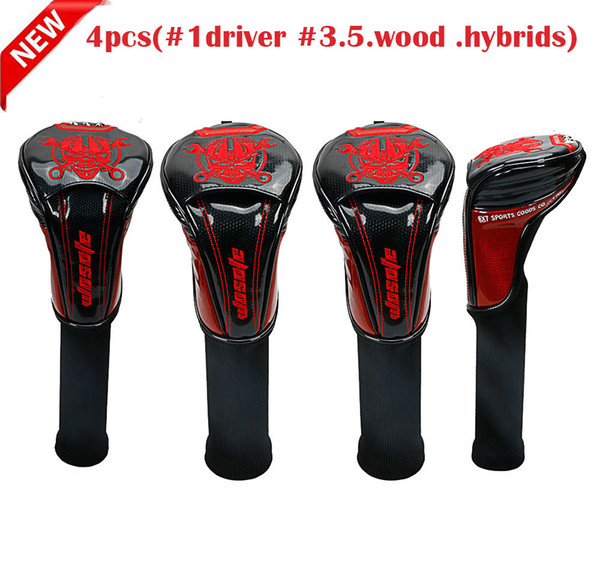 NEW Skull Head Golf cover Headcover for Driver 3#Fairway Wood 5#Fairway Wood Hybrids 4PCS/lot free shipping