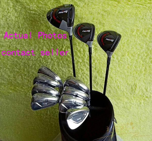 Free Shipping Complete Set M 4 Golf Clubs Driver #3#5 Fairway Woods + Golf Irons Graphite/Steel Shaft