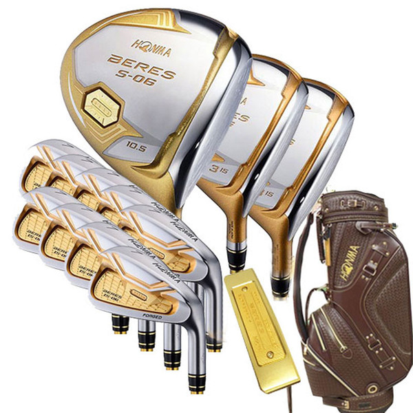 New mens Golf clubs HONMA s-06 4 star golf complete set of clubs driver+fairway wood+putter+Bag graphite golf shaft headcover Free shipping