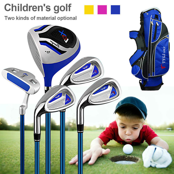 TTYGJ Kids Junior Premium Golf Tour Set Sports Driver Putter Bag Graphite Carbon Shaft 5pcs/set Children Golf Clubs (3-12 years old)