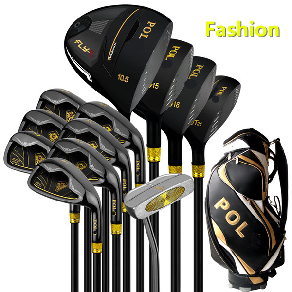 NEWEST 2016 professional Brand golf full clubs men Gold black golf club set with golf bag putter headcover steel or carbon shaft flex R or S