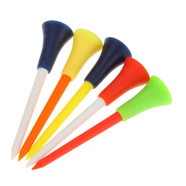 Free Shipping 50 Pcs/set Multi Color Plastic Golf Tees 83mm Durable Rubber Cushion Top Golf Tee Golf Accessories